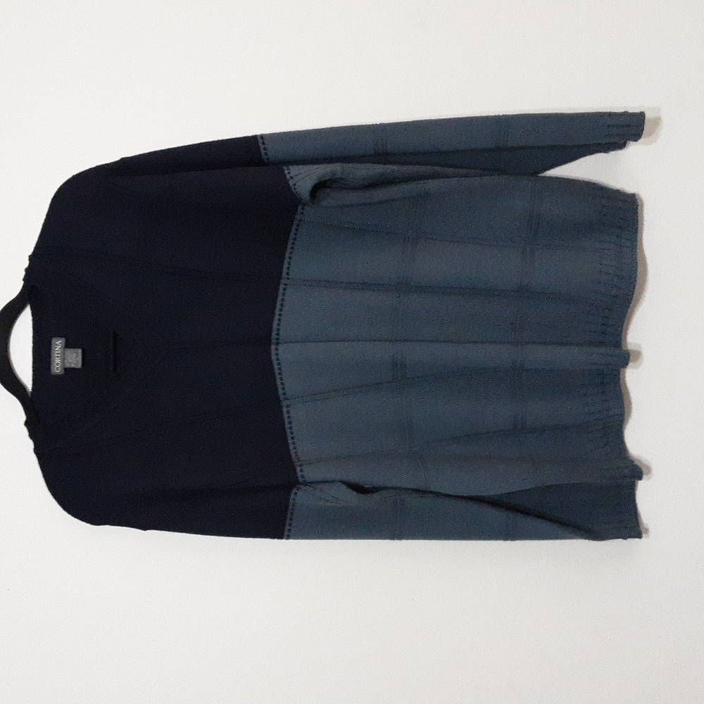 Cortina men's sweater pullover v neck knit color block size L wool blend